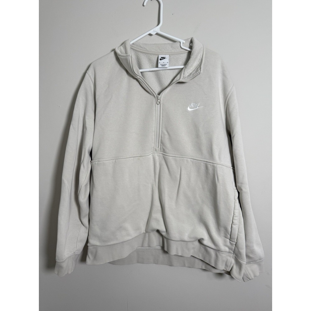 Men's Nike Sportswear Club Beige 1/2 Zip Tan Sweatshirt W/Pockets XL Athletic